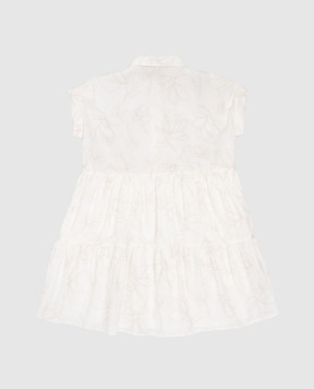 Brunello Cucinelli Children's white dress with frills in a print BL934A023C