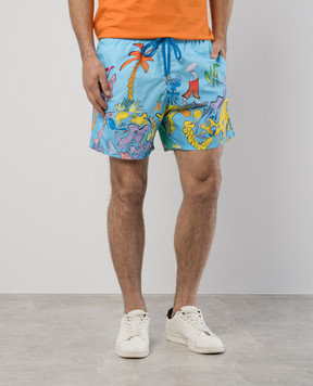 Vilebrequin Moorea blue printed swim shorts MPAAB370