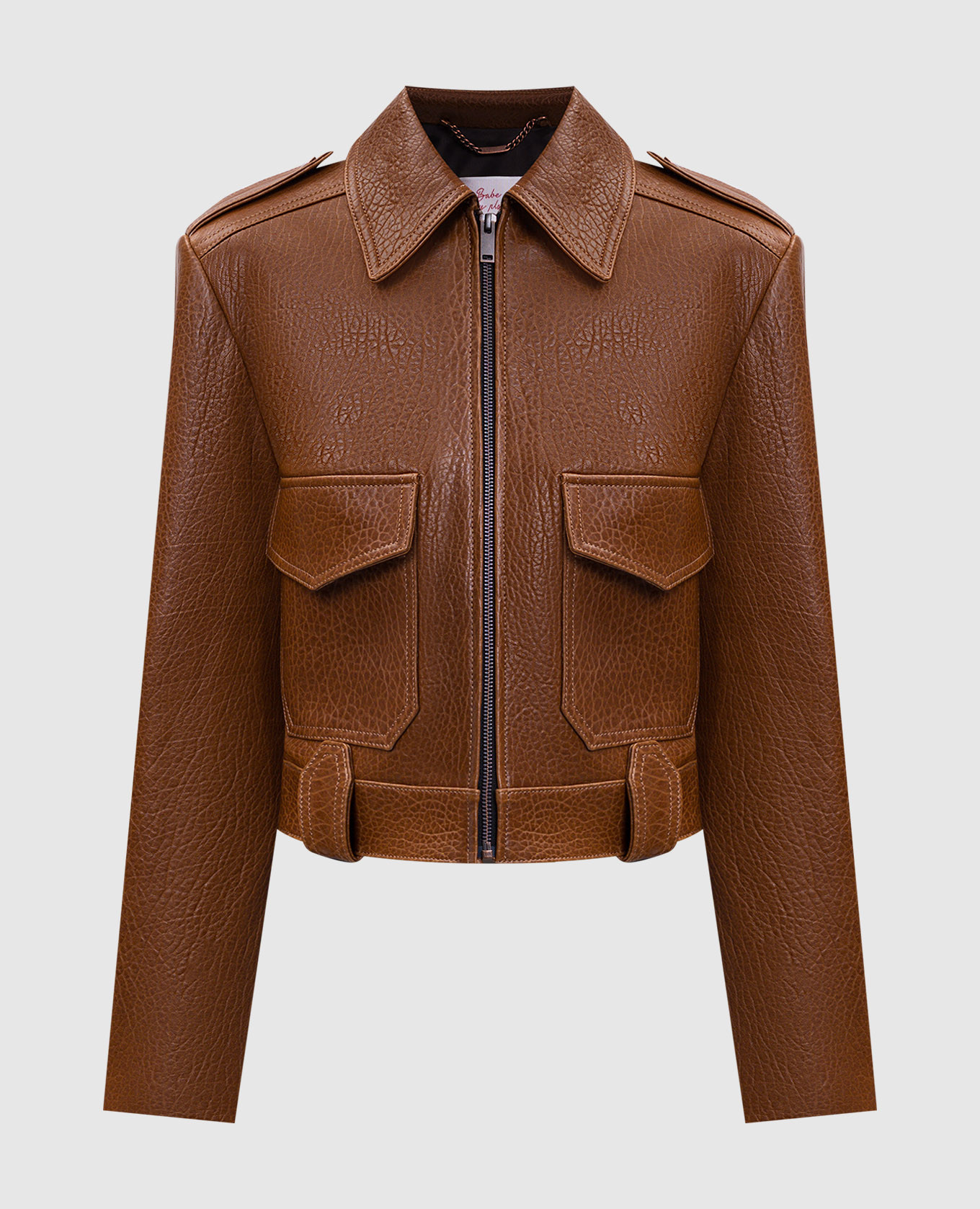 Brown leather jacket Babe Pay Pls