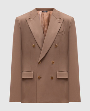 Dolce&Gabbana Beige double-breasted jacket with wool G2TV8TFURNV