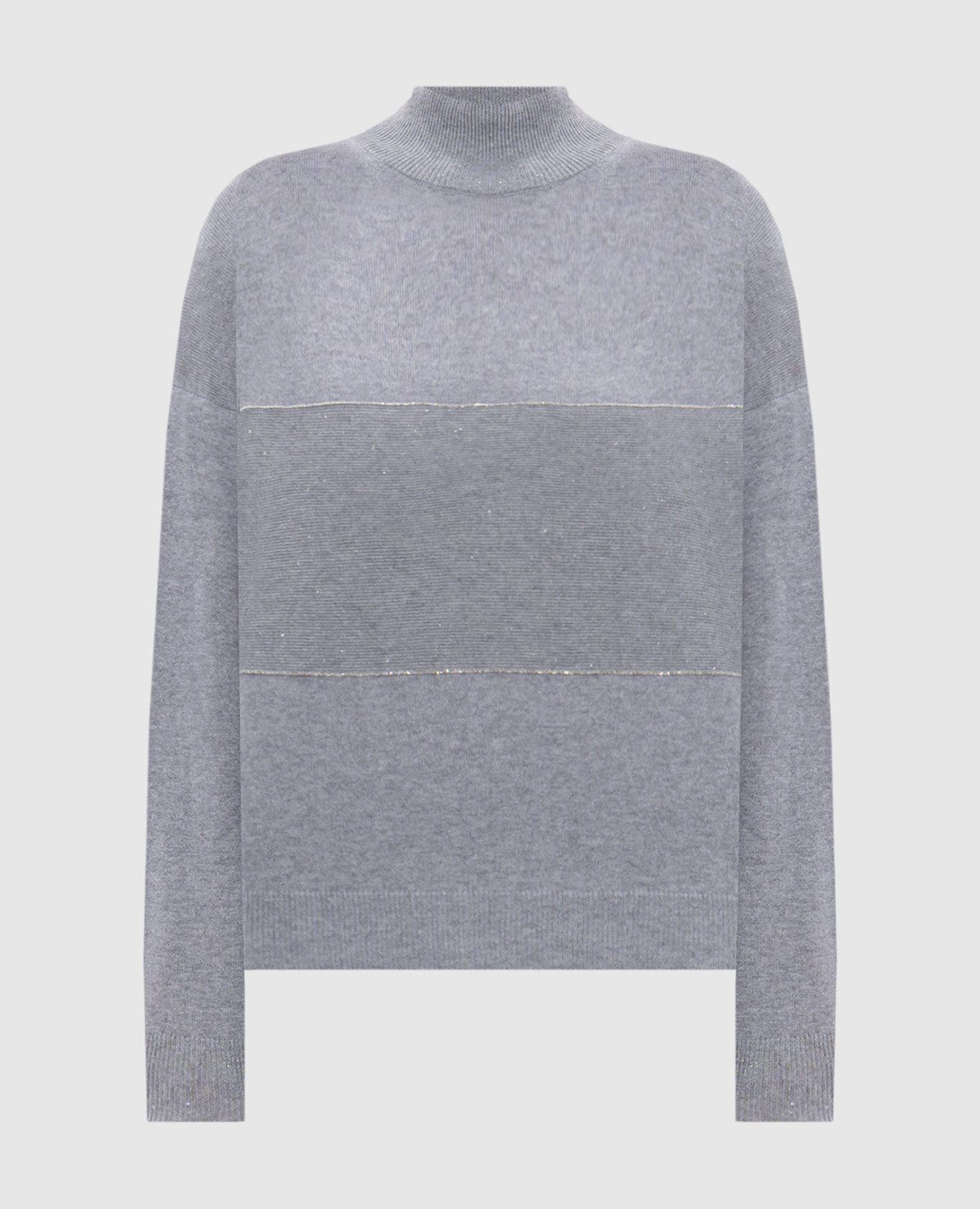 

Gray sweater with wool, silk and cashmere with lurex Peserico, Серый