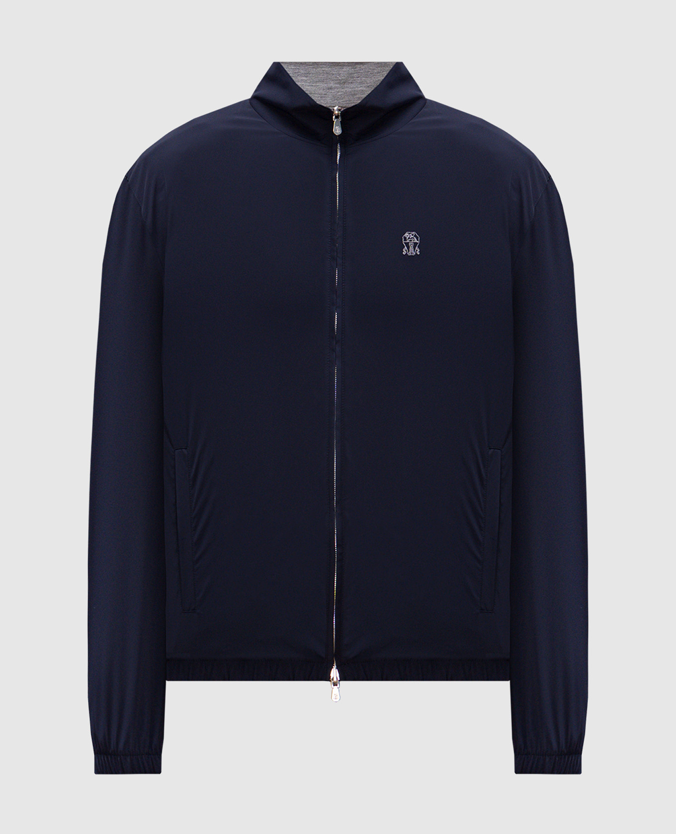 

Reversible jacket in cashmere and silk with logo emblem embroidery Brunello Cucinelli, Blue