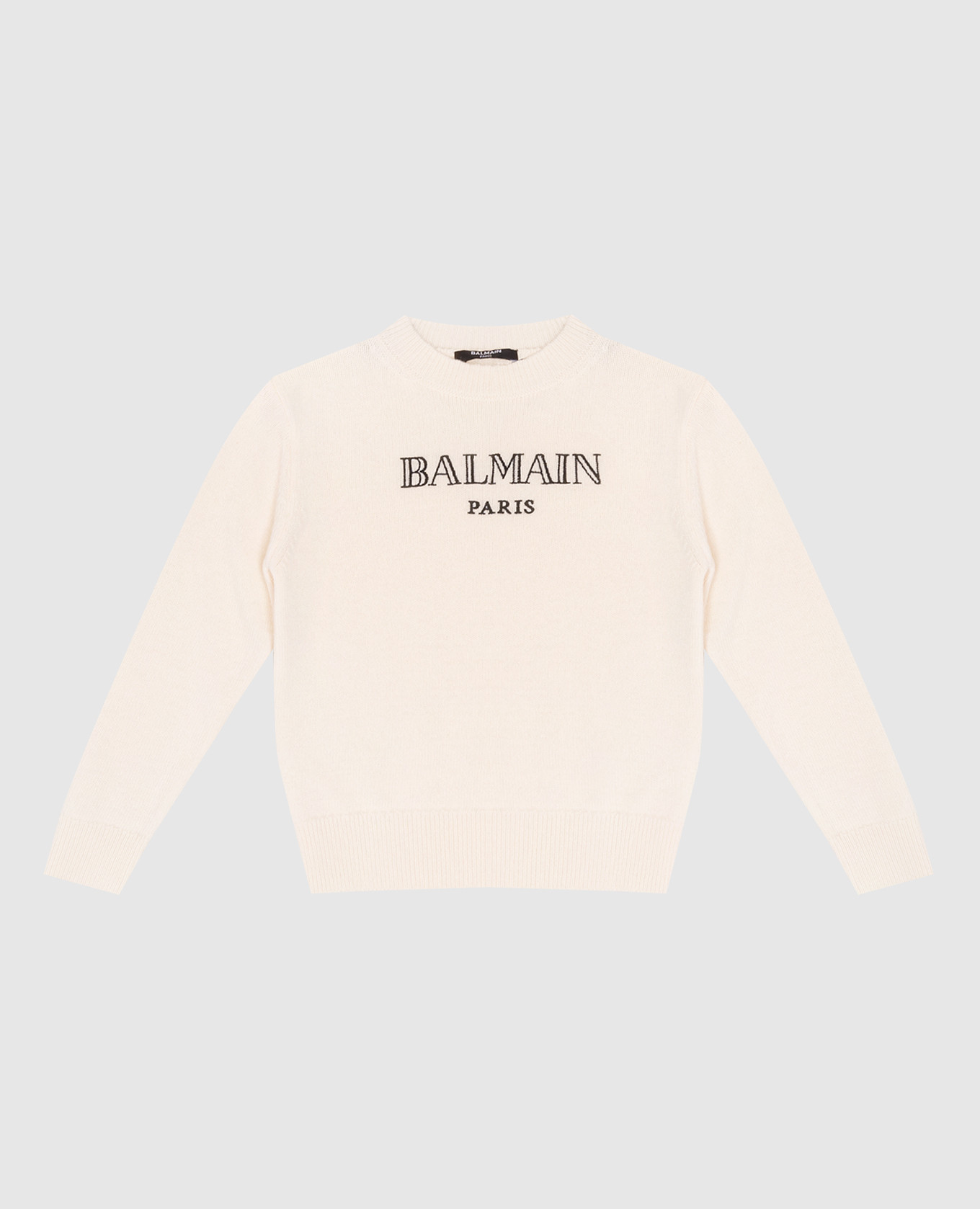 Children&#39;s beige wool and cashmere sweater with logo Balmain