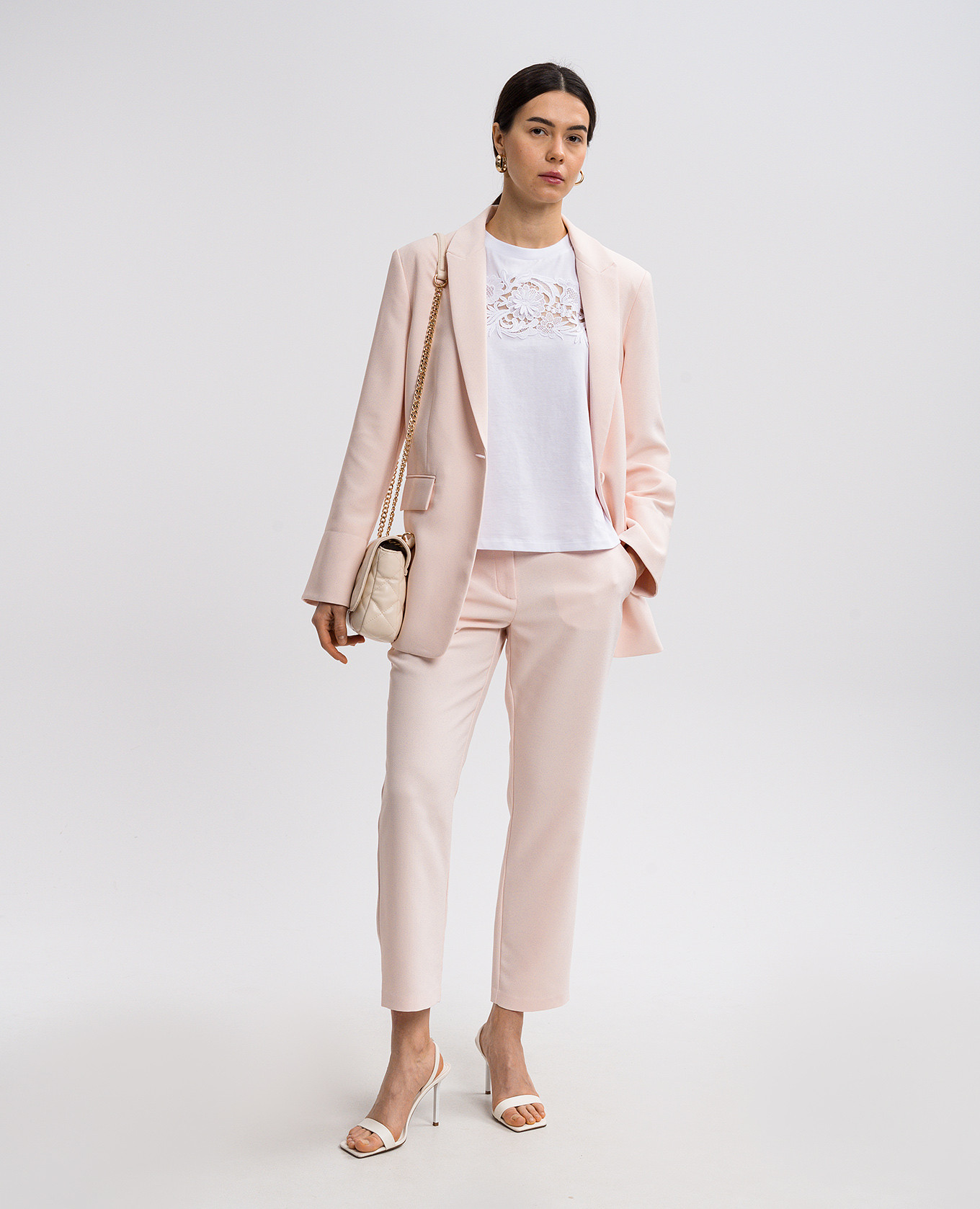 

White lace T-shirt with embroidered logo Twinset