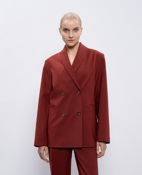 Lou Lou Studio Burgundy double-breasted jacket SANCIA made of wool SANCIA