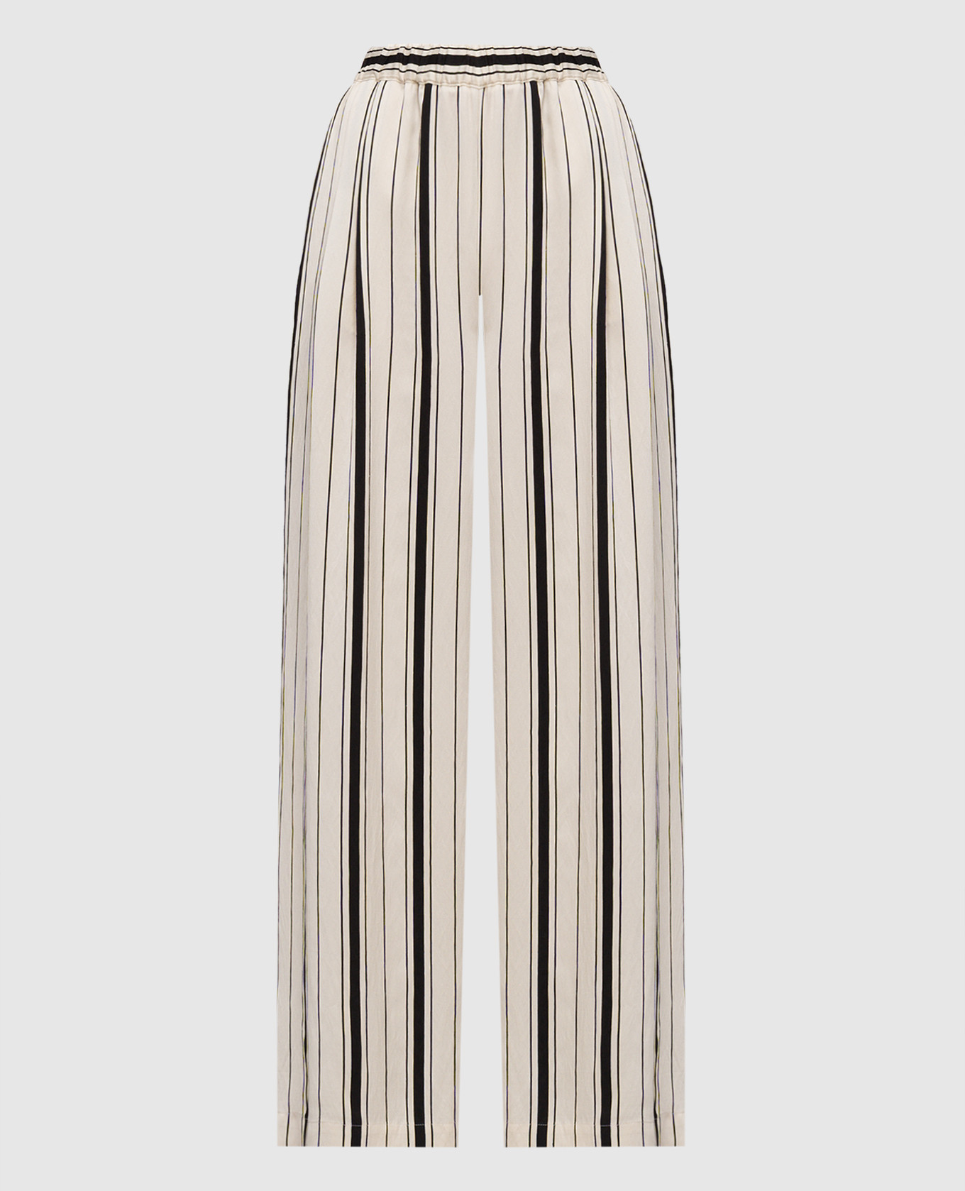 

Beige striped pants with logo Twinset