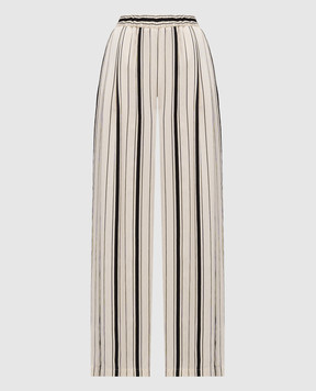 Twinset Beige striped pants with logo 251LB2CBB