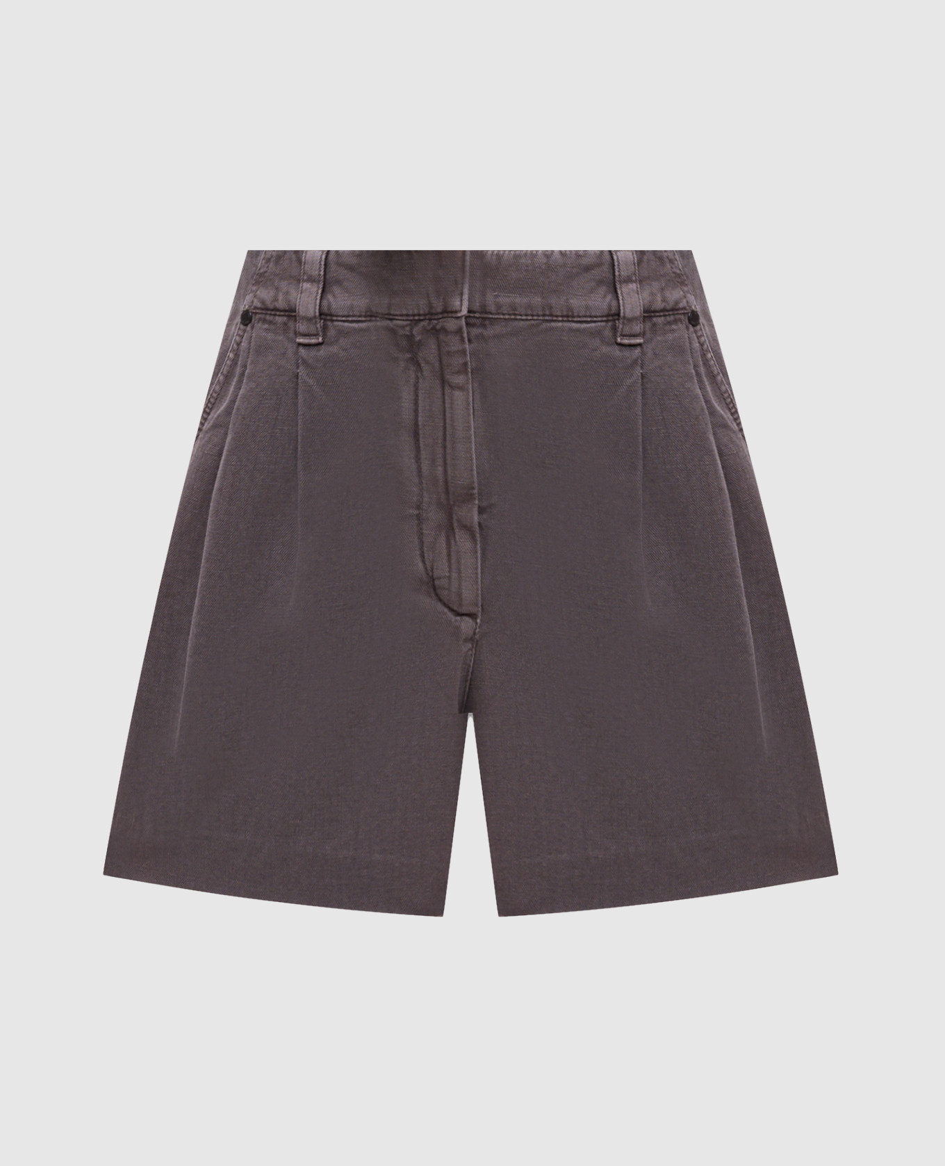 Gray linen shorts with monil chain Brunello Cucinelli