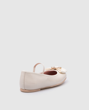 Pretty Ballerinas Hannah children's beige lacquered leather ballet flats with crystals 51255