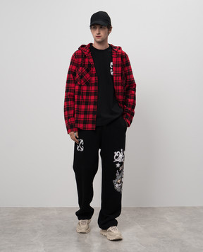 Off-White Red checkered shirt with a hood OMGE031C99FAB001sh