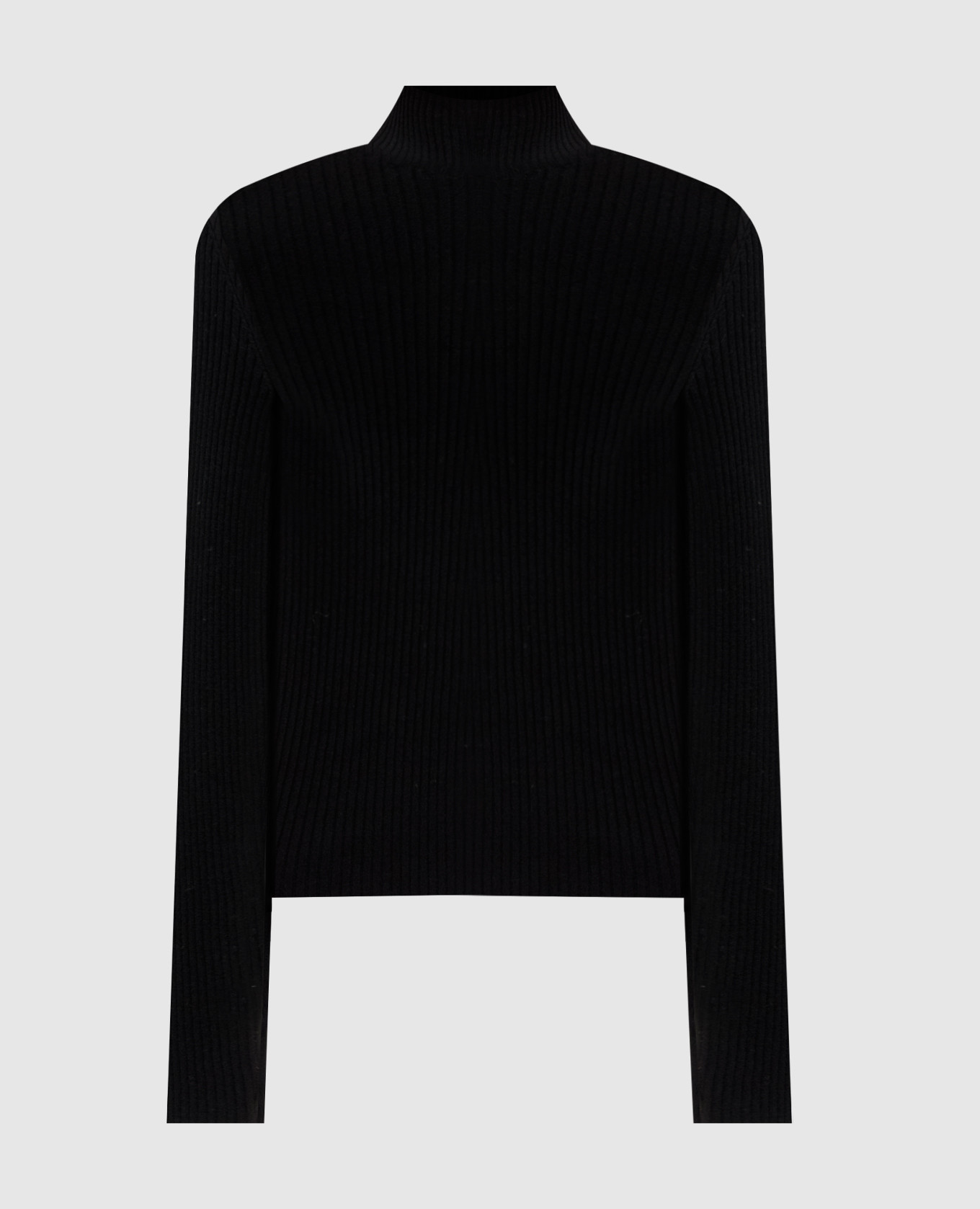 

Black ribbed turtleneck with metallic logo Twinset