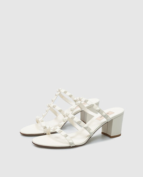 Valentino Rockstud white leather mules 4W2S0C47VB8