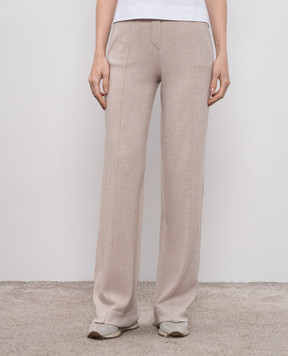 Peserico Beige wool, silk and cashmere trousers with a monil chain A94104F1209283