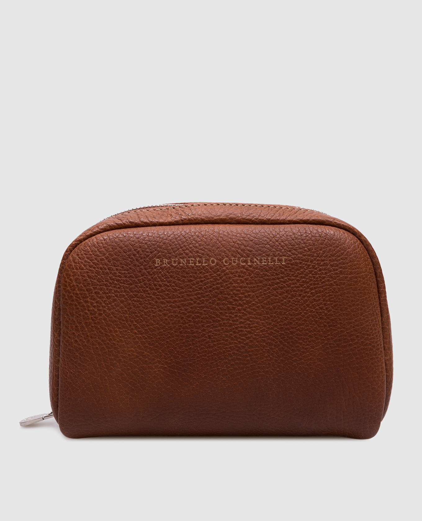 

Brown leather toiletry bag with logo Brunello Cucinelli