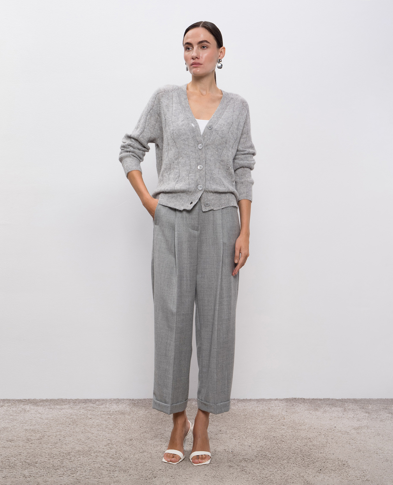 

Gray alpaca cardigan with sequins Peserico, Grey