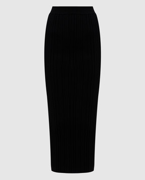 Balmain Black ribbed midi skirt DF0LD019KH70