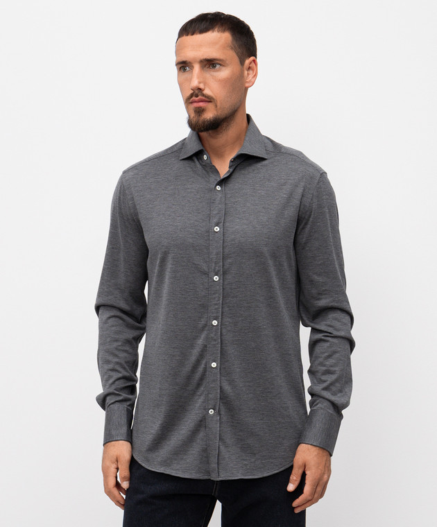 Brunello cucinelli トップス　ダークグレー Brunello Cucinelli - Gray shirt with silk MH8366686 - shop with