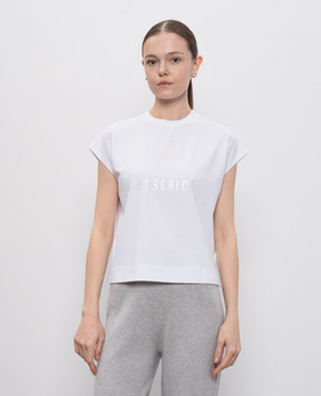 Peserico White top with logo print A06725J0Q300079