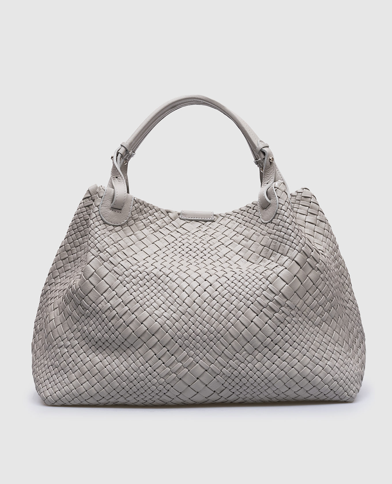 

Gray leather tote bag with weaving Alma Tonutti, Grey