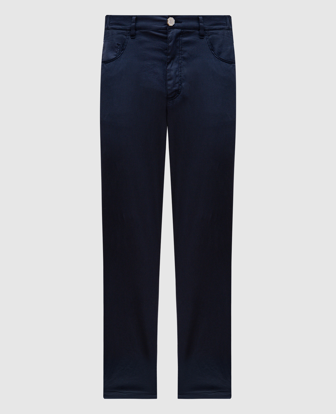 Blue silk pants with logo Stefano Ricci