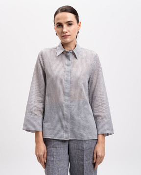 Peserico White blouse with silk in a stripe with lurex S06259D00672