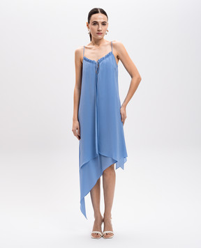 Materiel Blue silk midi dress with ribbons RE25N2192DRCF
