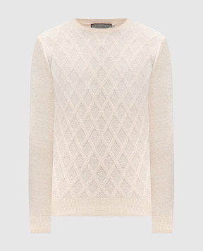 Canali Beige wool and cashmere patterned jumper MK02362C0012