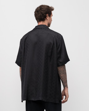 Dolce&Gabbana Black silk shirt with monogram logo pattern G5JH9TFJ1JY