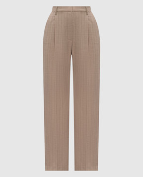 Brunello Cucinelli Beige striped wool pants MP146P9019