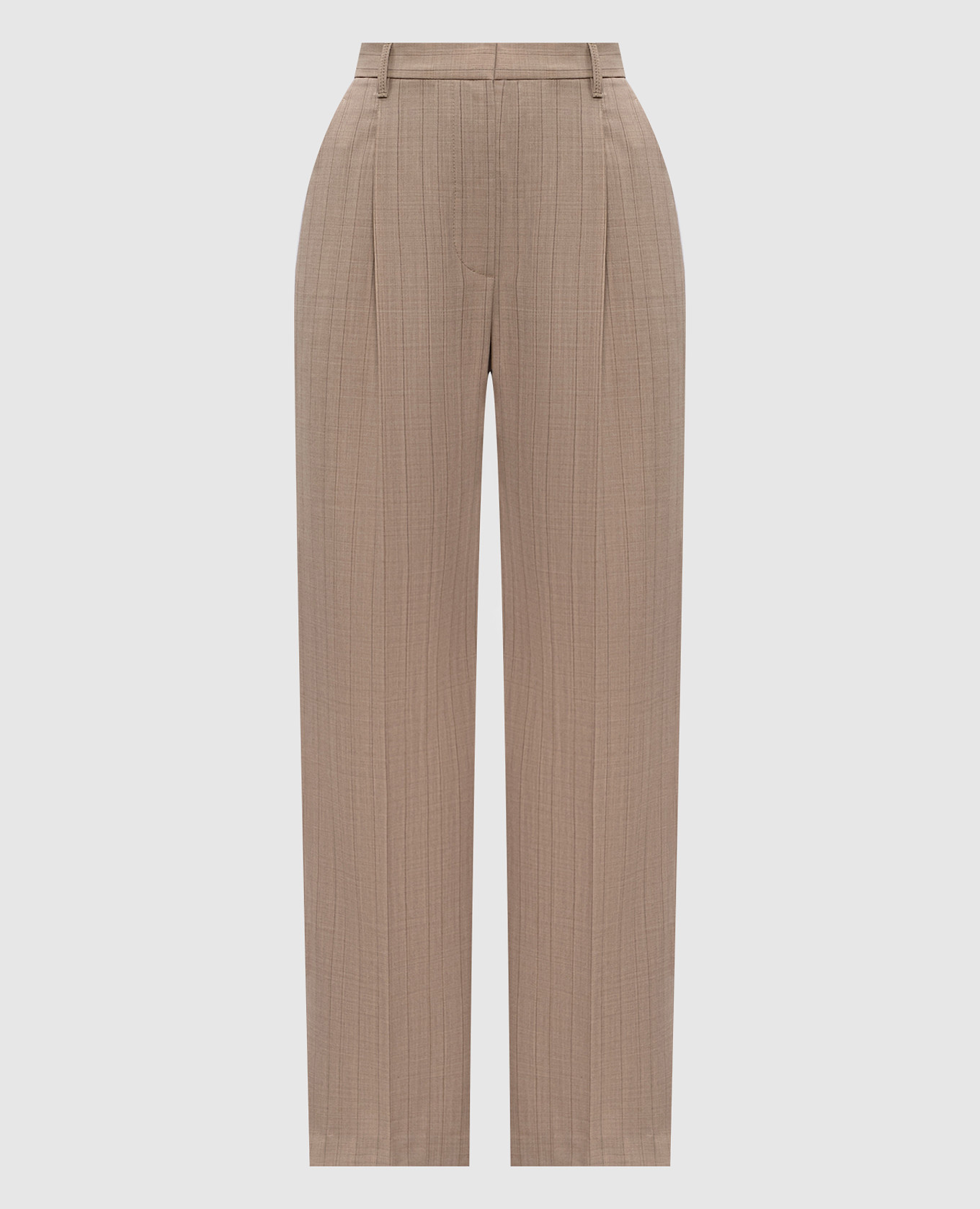 Beige striped wool pants Brunello Cucinelli