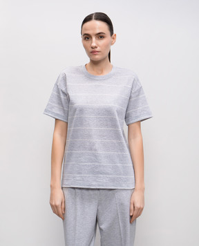 Peserico Gray striped linen T-shirt S06167J003034