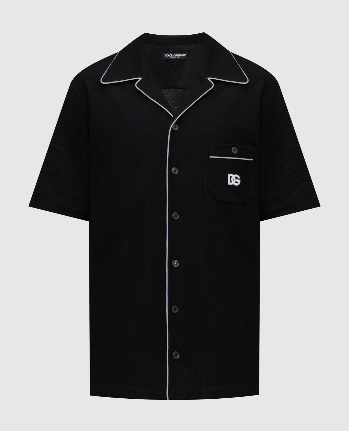 Black short-sleeved shirt with logo emblem Dolce&Gabbana