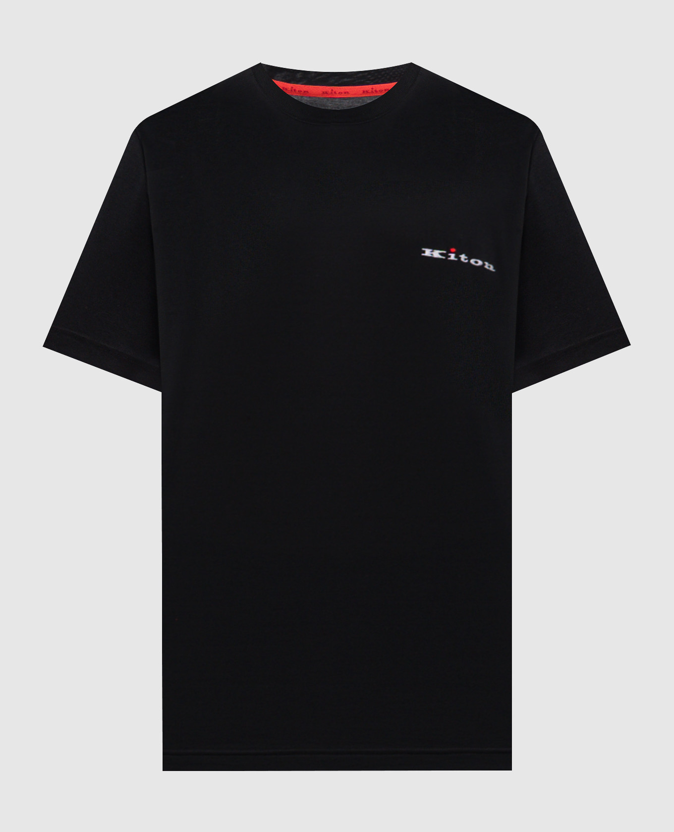 Black T-shirt with embroidered logo Kiton