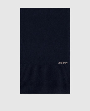 Dondup Blue cashmere and wool scarf with logo WK288Y00480DXXX