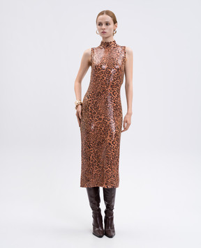 Twinset Brown midi dress in animal print 252TP3610