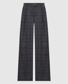 Brunello Cucinelli Gray wool checked pants MP522P8884