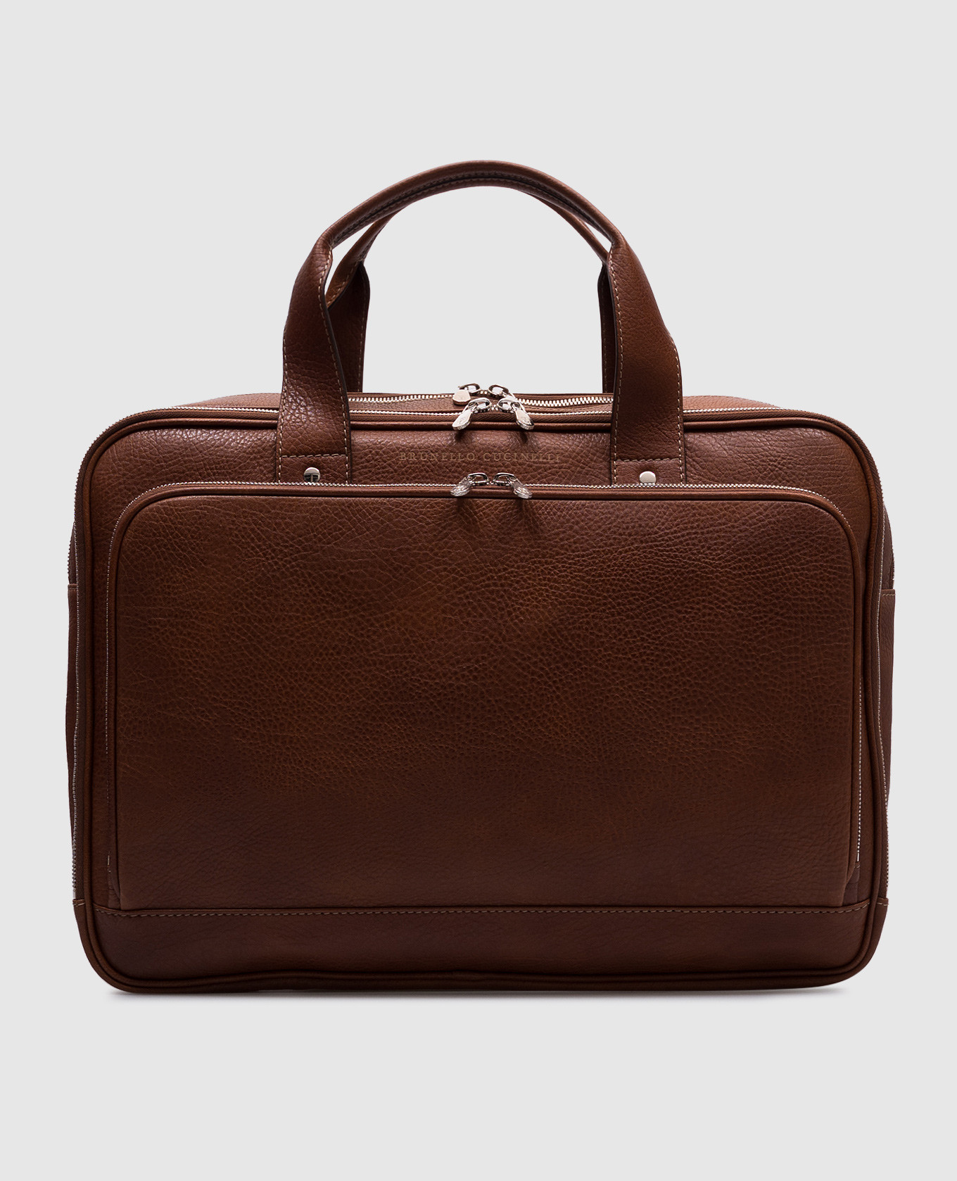 

Brown leather briefcase with logo Brunello Cucinelli