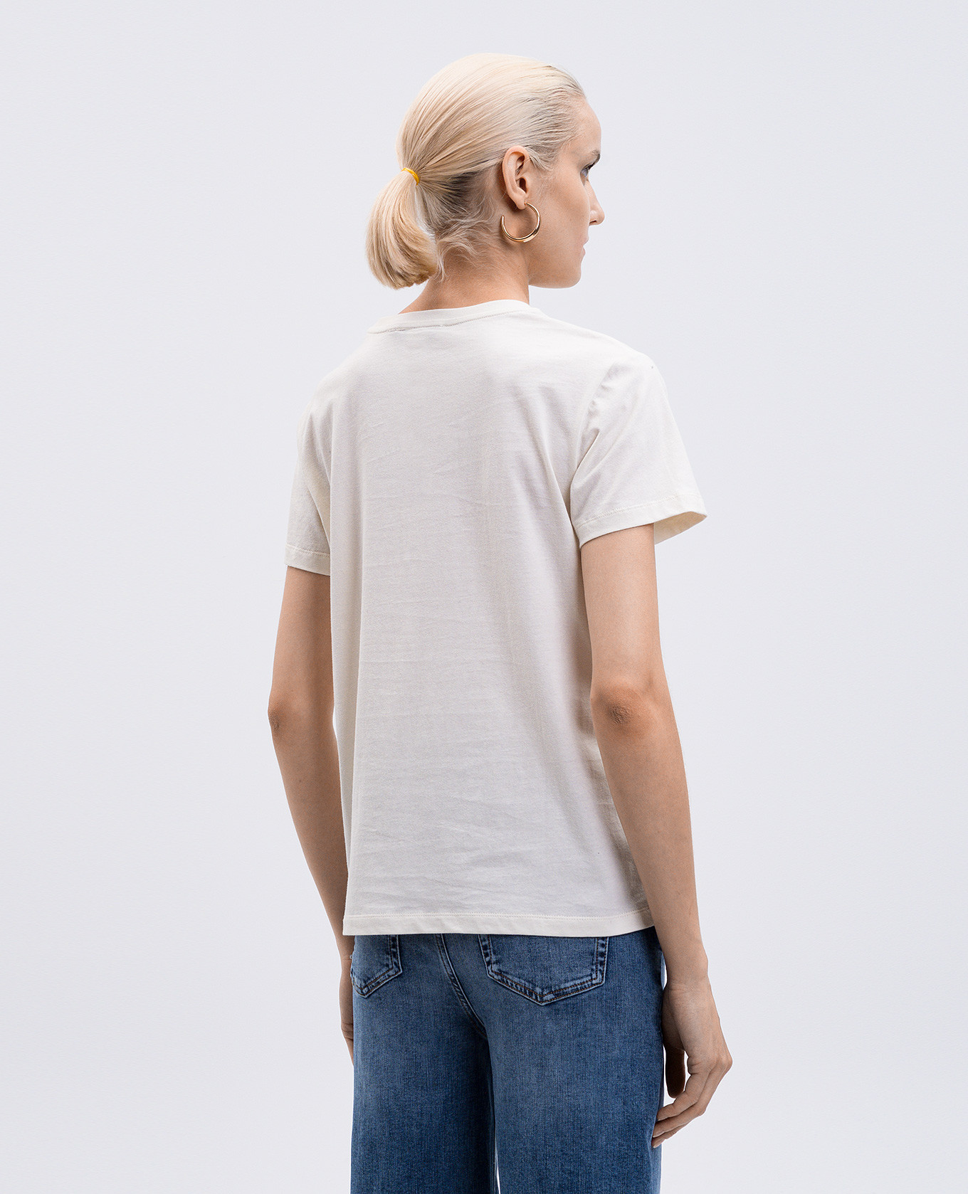 Beige T-shirt with logo Twinset 3