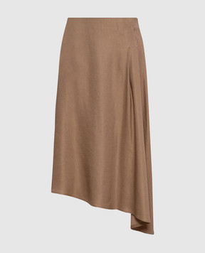 Peserico Beige asymmetric skirt with linen P0514901921