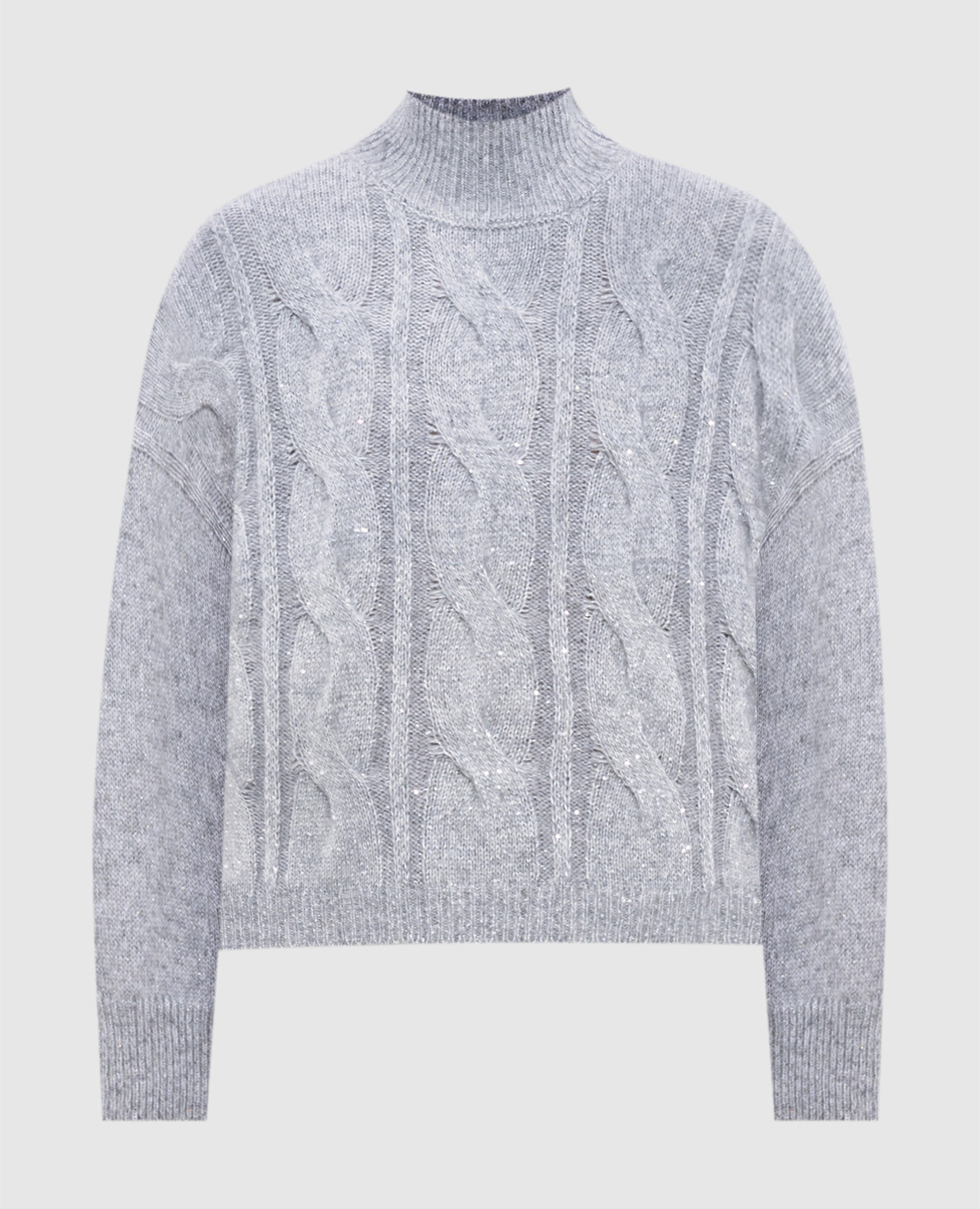 Gray wool, silk and cashmere sweater with sequins peserico