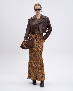 Babe Pay Pls Brown leather cropped biker jacket 2209PLANGE