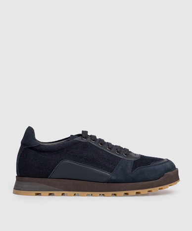 Blue combination sneakers with emblem