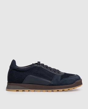 ISAIA Blue combination sneakers with emblem 93560RUNT07