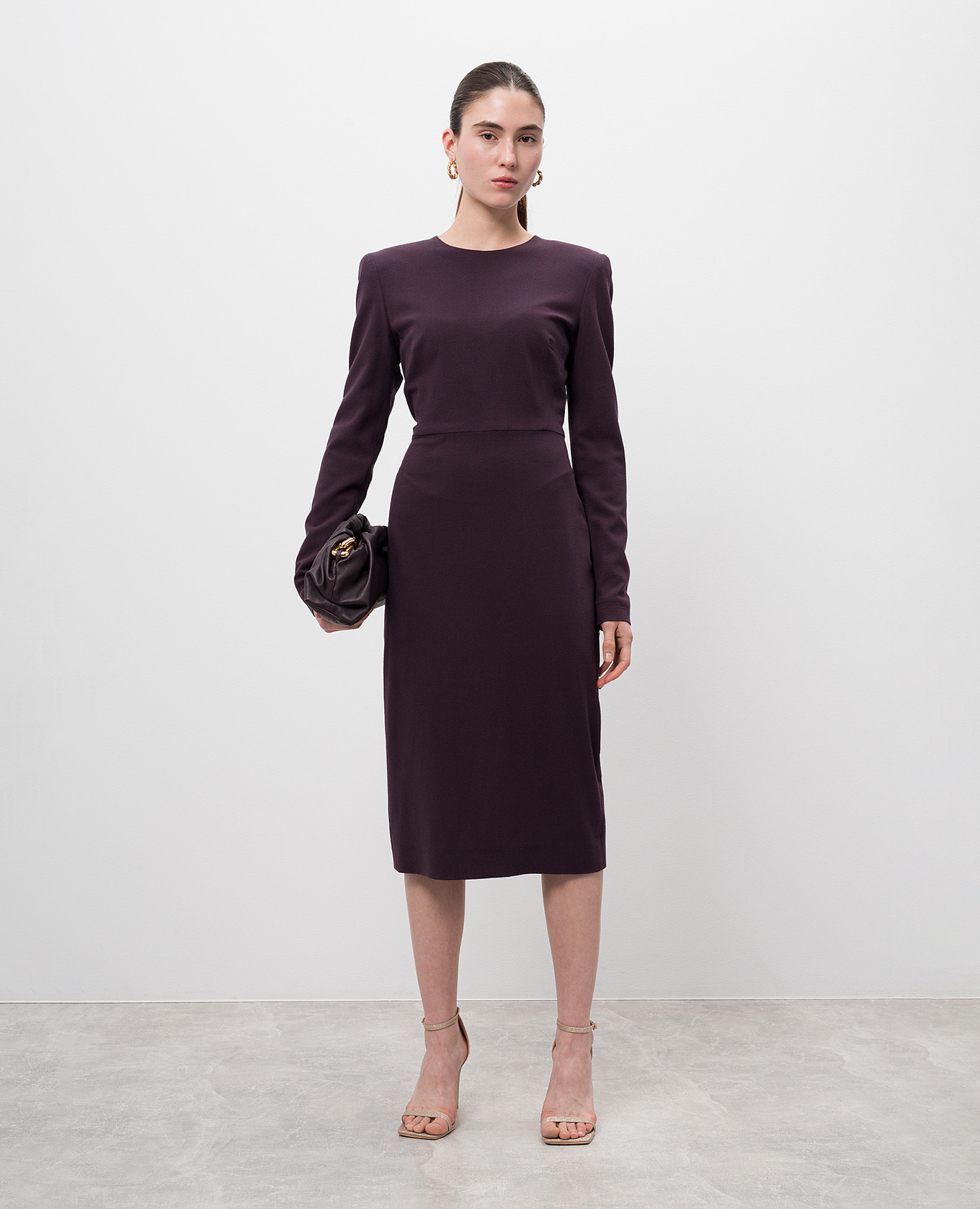 

Purple midi dress with wool Victoria Beckham, Violet