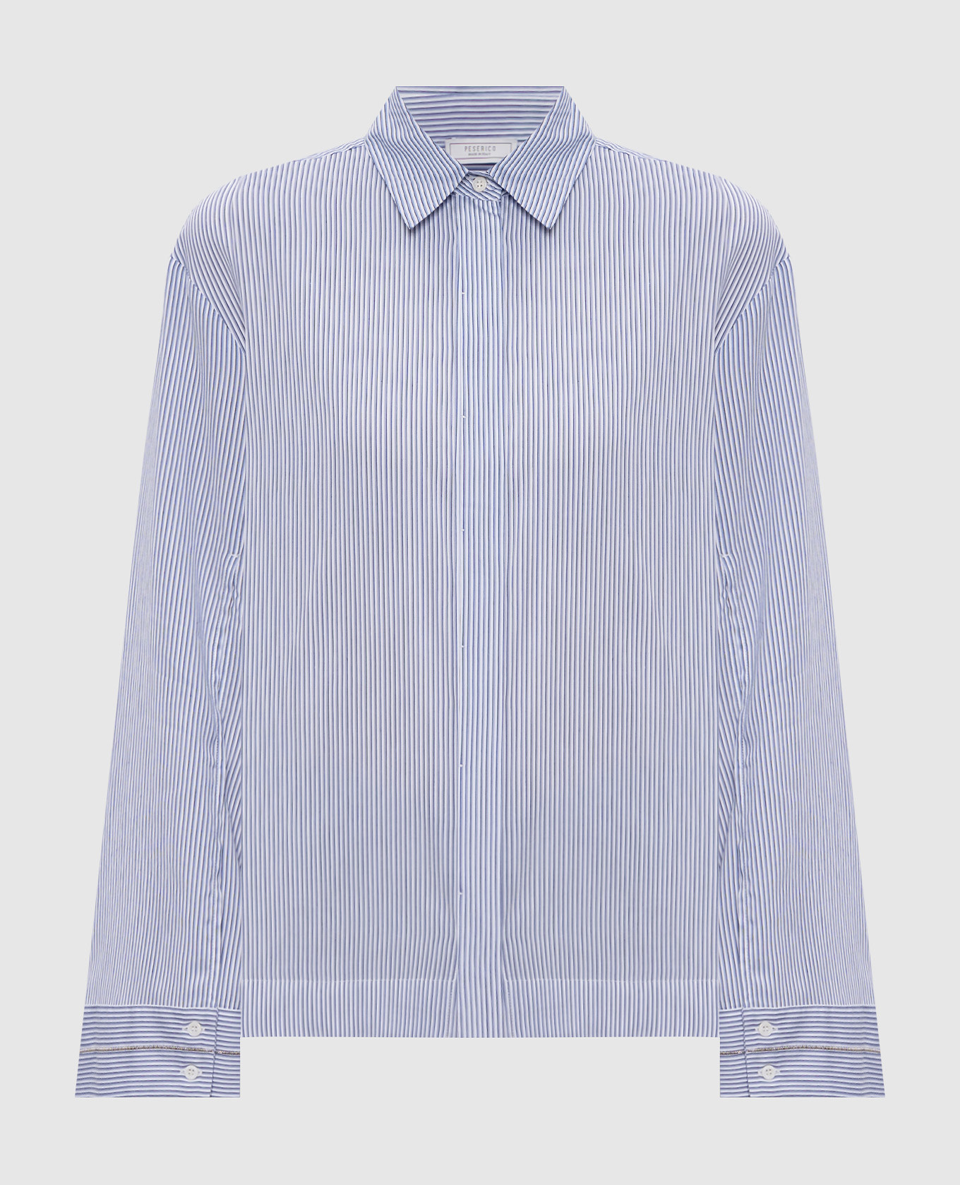 

Blue striped blouse with monil chain Peserico