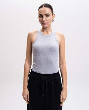 Peserico Grey melange ribbed top with monil chain S08781J005669