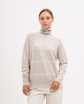 Brunello Cucinelli Beige wool sweater with sequins MSP710603P