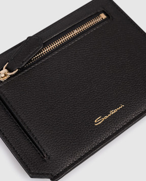 Santoni Black leather cardholder with logo DFPPA2694FOHSIW