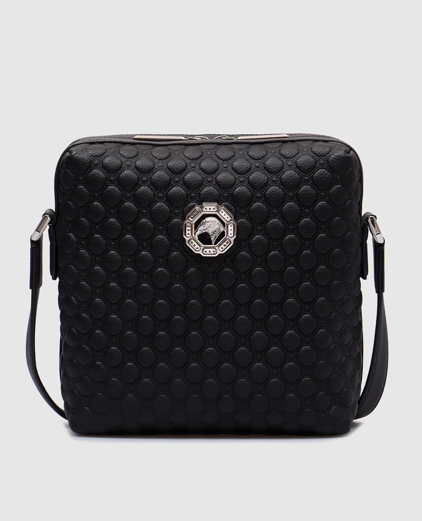 

Black leather bag with logo Stefano Ricci