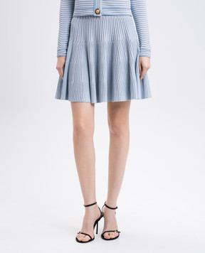 Balmain Blue skirt with textured pattern FF1LB512KI83